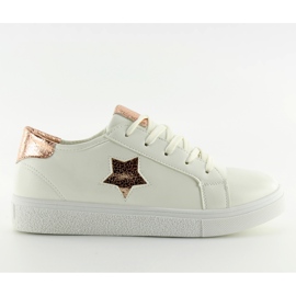 Bílé dámské tenisky 343-Y zlato žlutá bílý