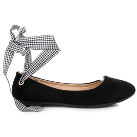 Ch. Creation Semišové baleríny se stuhou černý