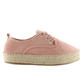 Růžové dámské espadrilky LL-118 Pink růžový Růžové dámské espadrilky LL-118 Pink růžový