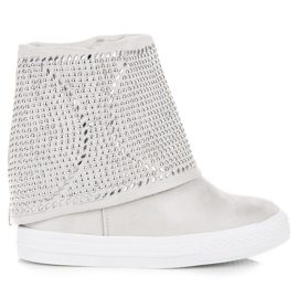 SDS Světle šedé jarní kozačky šedá SDS Světle šedé jarní kozačky šedá