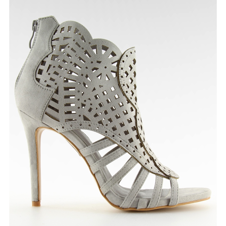 Šedé kozačky s otevřenou špičkou M286 šedá