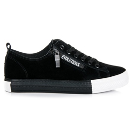 Semišové tenisky na platformě černý