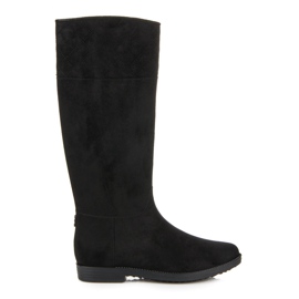 Vysoké semišové galoše černý