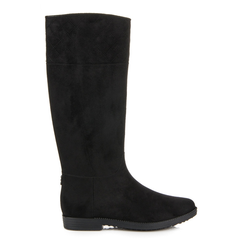 Vysoké semišové galoše černá