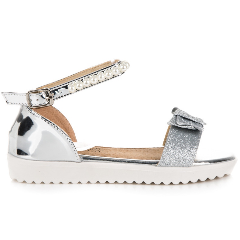 Vinceza Stříbrné sandály na přezku šedá