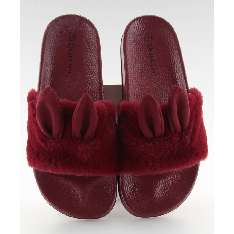 Pantofle s kožešinou a poškozením 58-2 Ii-Gat červené