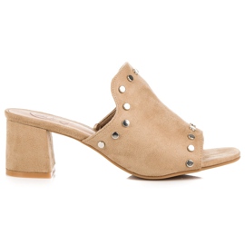 Kylie Semišové pantofle na sloupku hnědý Kylie Semišové pantofle na sloupku hnědý