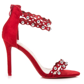 Vinceza Červené sandály s ornamenty