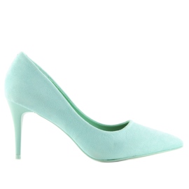 Semišové vysoké podpatky Candy Shop akvamarín LEI-90 Green zelený