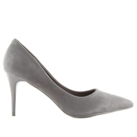 Semišové vysoké podpatky Candy Shop šedá LEI-90 D.GREY