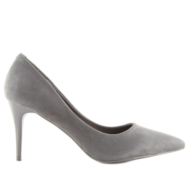 Semišové vysoké podpatky Candy Shop šedá LEI-90 D.GREY