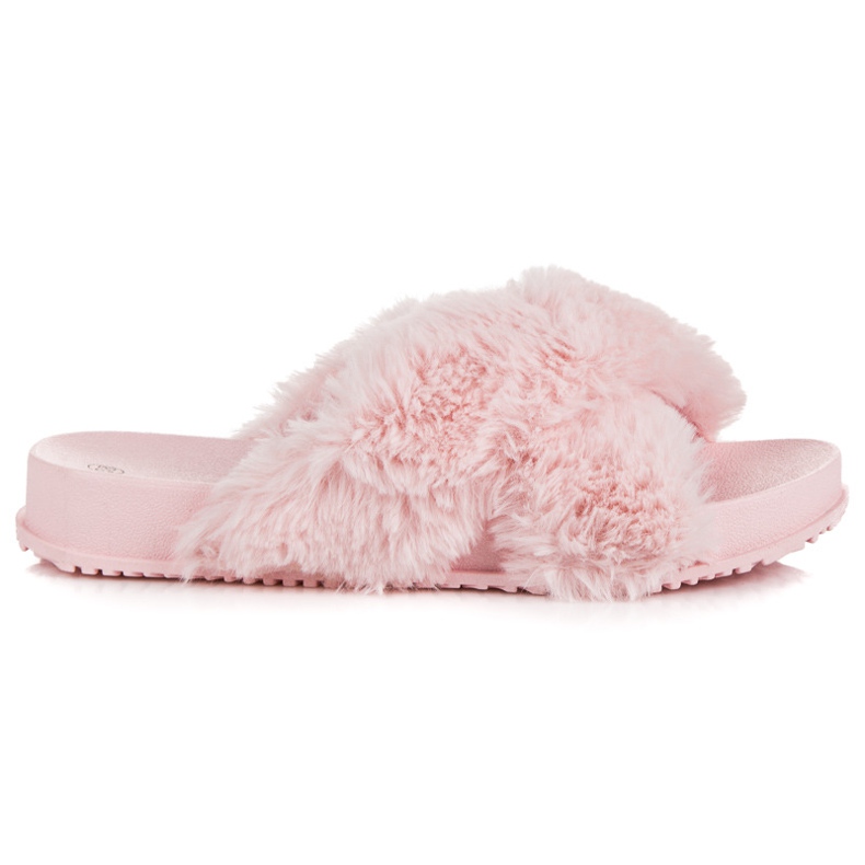 Stylové kožešinové pantofle růžový Stylové kožešinové pantofle růžový