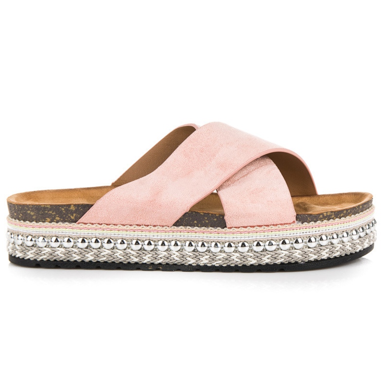 Seastar Semišové pantofle na platformě růžový