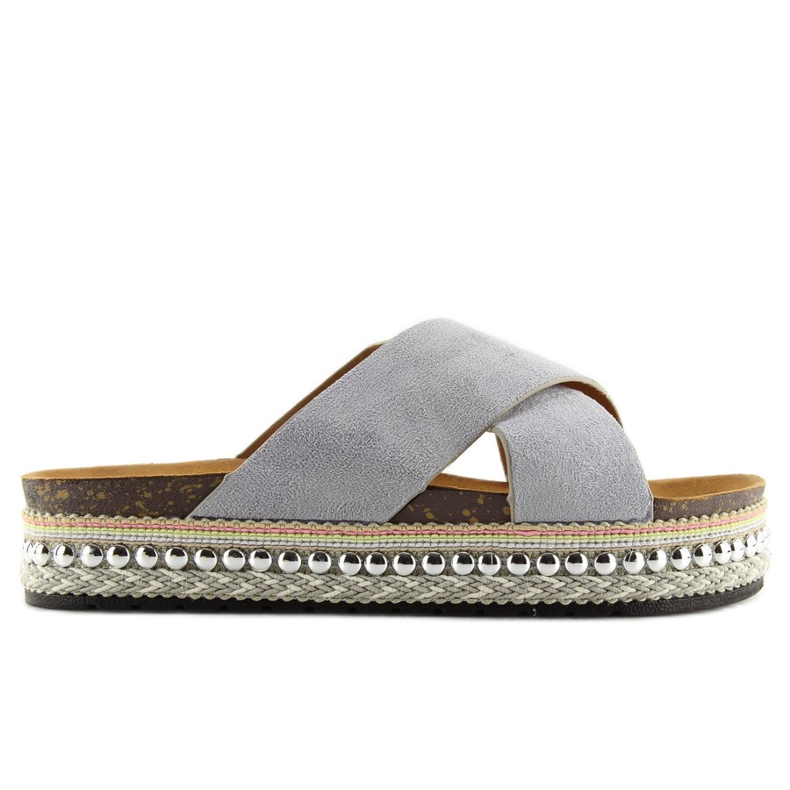 Šedé Dámské šedé pantofle CK15P šedé šedá