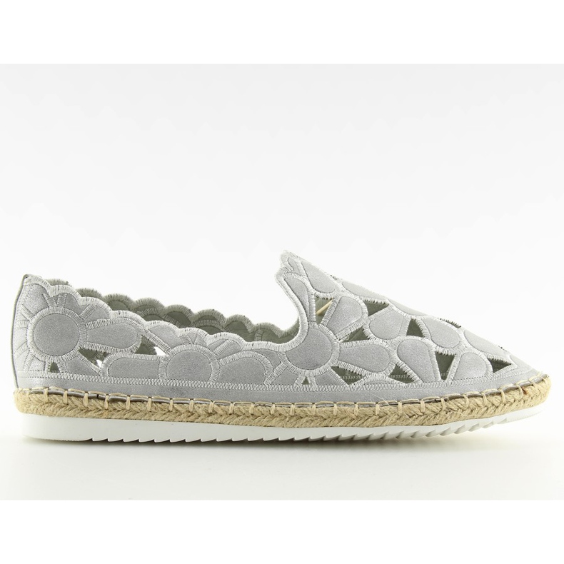 Dámské stříbrné prolamované espadrilky LT86 Silver šedá