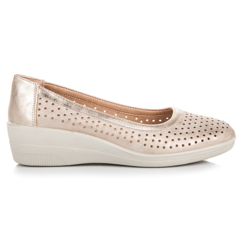 Kylie Prolamované baleríny na klínku žlutá Kylie Prolamované baleríny na klínku žlutá