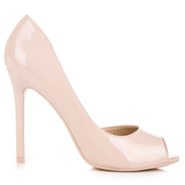 Seastar Lakované podpatky s otevřenou špičkou hnědý Seastar Lakované podpatky s otevřenou špičkou hnědý