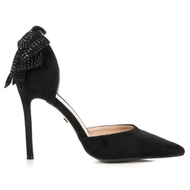 Seastar Semišové podpatky s mašlí černý