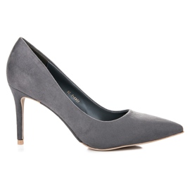 Vices Šedé semišové podpatky šedá Vices Šedé semišové podpatky šedá