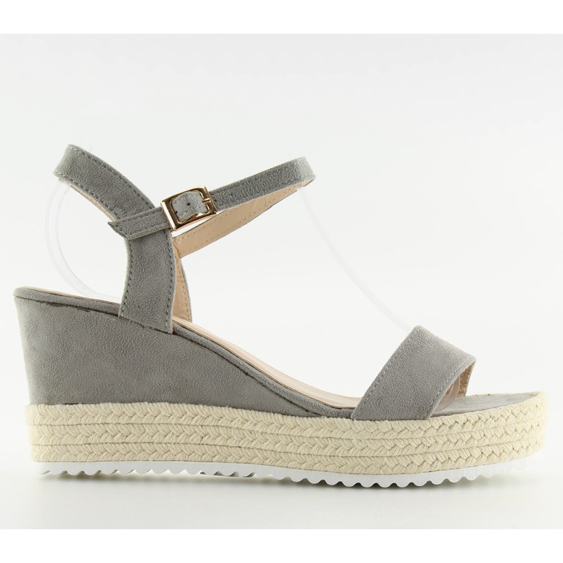 Šedo šedé sandály na klínovém podpatku šedá