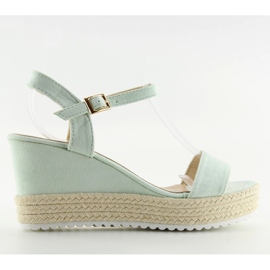 Sandály na klínku akvamarínové espadrilky R120P L.GREEN zelený