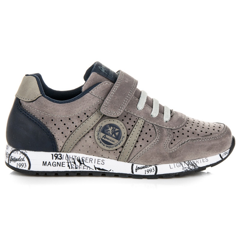 American Club Tenisky s gumičkou a suchým zipem šedá