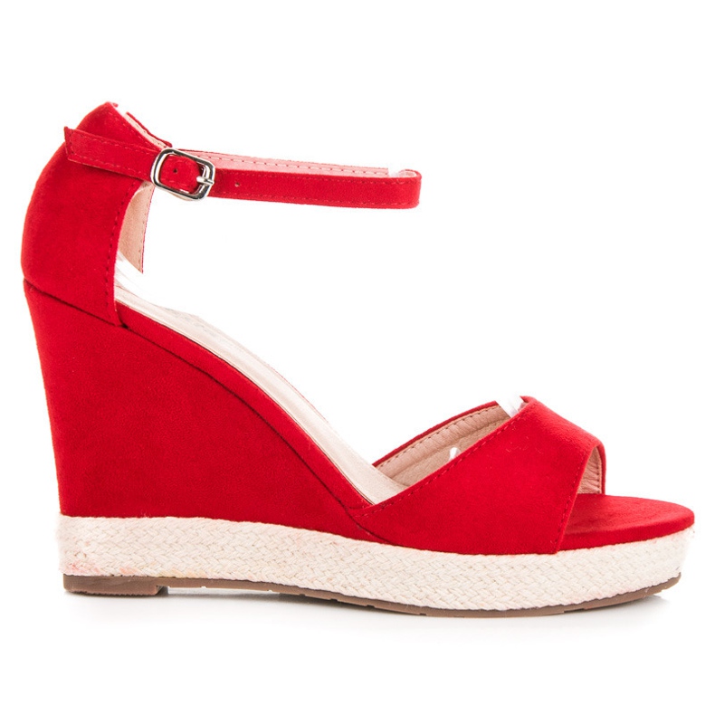 Seastar Semišové sandály na klínku červené Seastar Semišové sandály na klínku červené