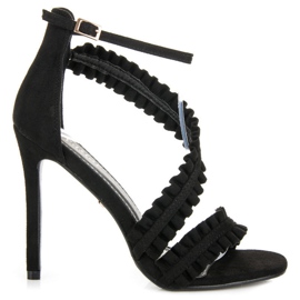 Seastar Vysoké Podpatky Sandály S Volánkem černý