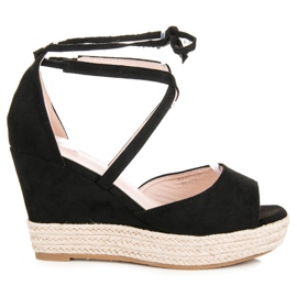 Seastar Vázané espadrilky na klínku černý