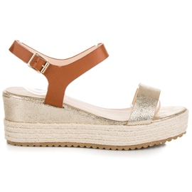 Seastar Klínové espadrilkové sandály žluť hnědý