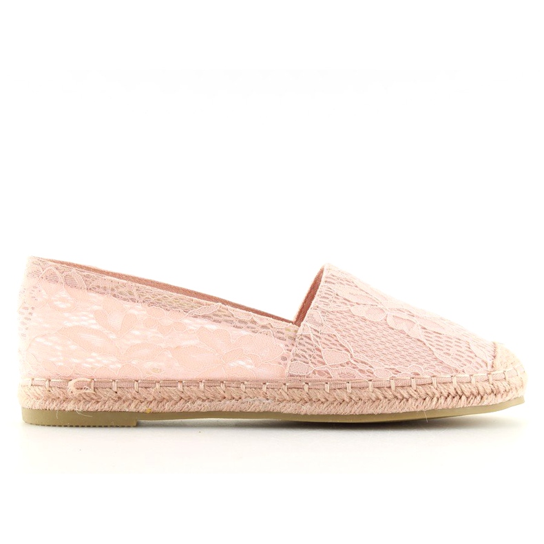 Růžové krajkové espadrilky BB15P Pink růžový Růžové krajkové espadrilky BB15P Pink růžový