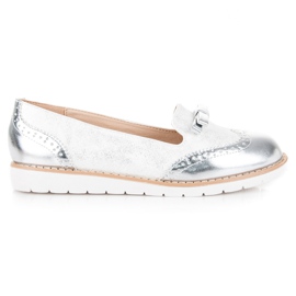 Vices Mokasíny s mašlí svěráky bílý šedá Vices Mokasíny s mašlí svěráky bílý šedá