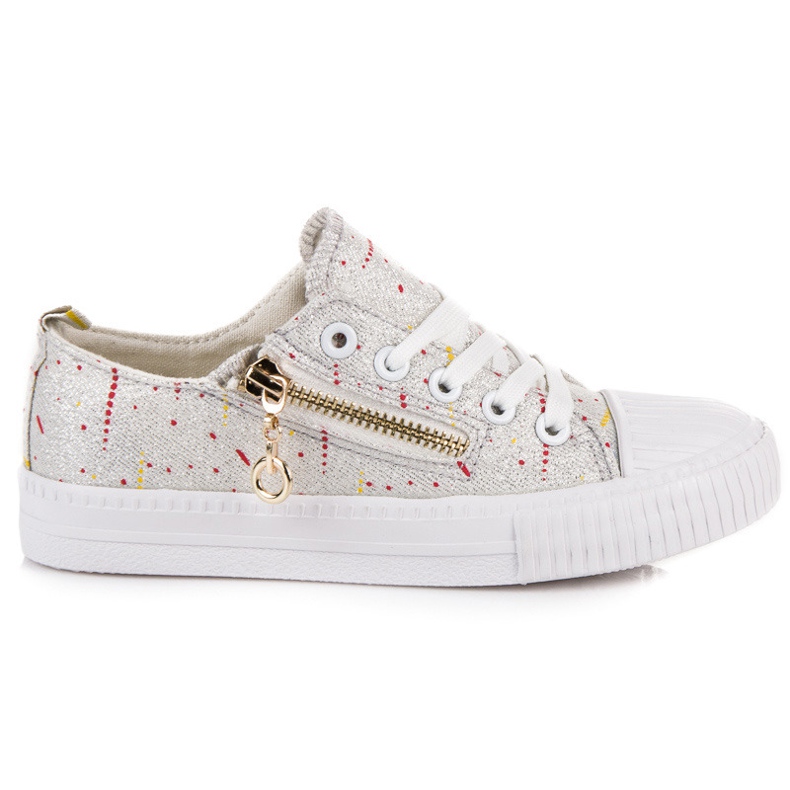 Lesklé dětské tenisky šedá