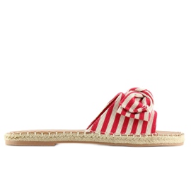 Červené espadrilky pantofle LL-133P Červené červený