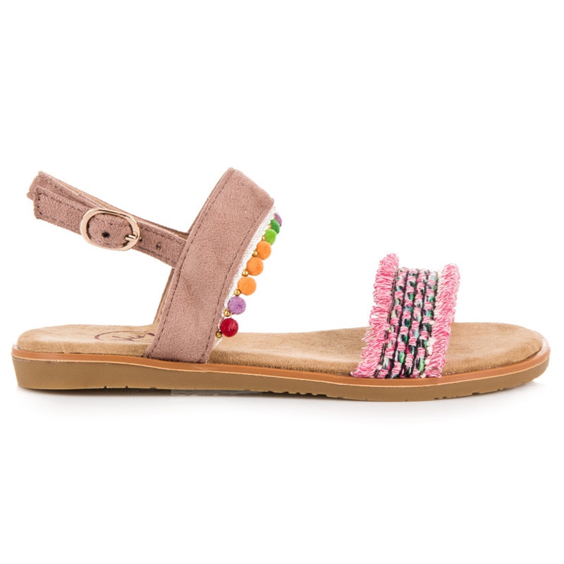 Kylie Semišové sandály s bambulí růžový