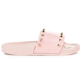 Růžové pantofle s kamínky růžový