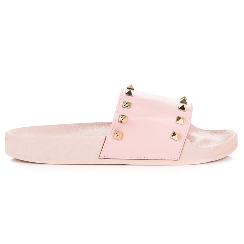 Růžové pantofle s kamínky růžový