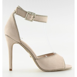 Elegantní sandály na béžové jehlové béžové béžový