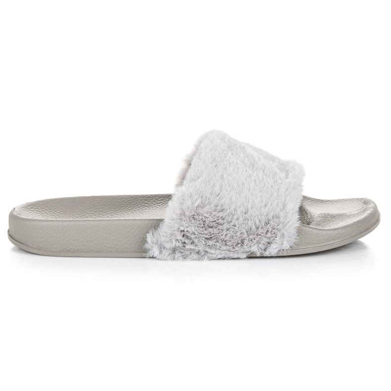 Šedé žabky s kožešinou šedá