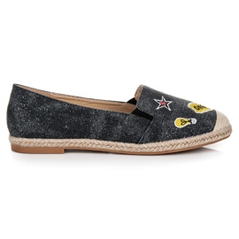 Bestelle Jarní espadrilky s nášivkami černý