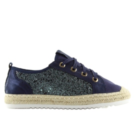 Námořnicky modré šněrovací espadrilky tenisky B-140 DK.BLUE námořnická modř