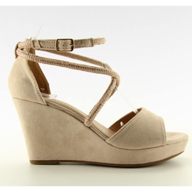 Klínové sandály F162 béžové - 2. stupeň béžový