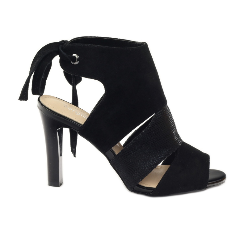 Sergio Leone 1489 vázané semišové sandály černá