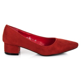 Best Shoes Semišové lodičky na nízkém podpatku červené