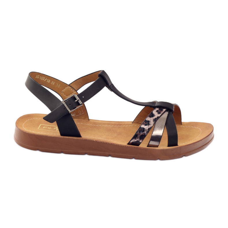 Filippo Dámské sandály leopard 103 černé černá šedá