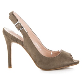 Bestelle Semišové sandály na vysokém podpatku zelená