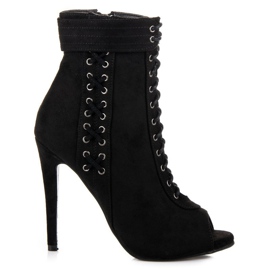 Seastar Svázané boty s otevřenou špičkou černý