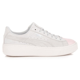 Puma Suede Platform Glam Jr šedá růžový