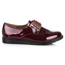 Best Shoes Pohodlné bordó lakované boty červený