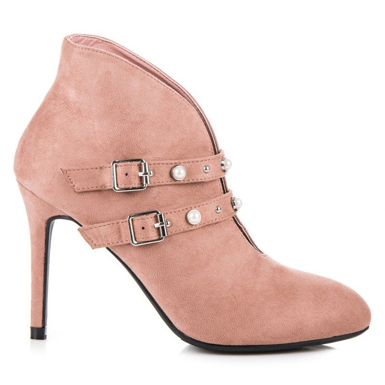 Cm Paris Růžové kotníkové boty s přezkami růžový